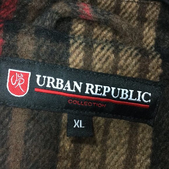 Urban Republic Fleece Plaid  Blazer Trench Coat - Picture 3 of 5